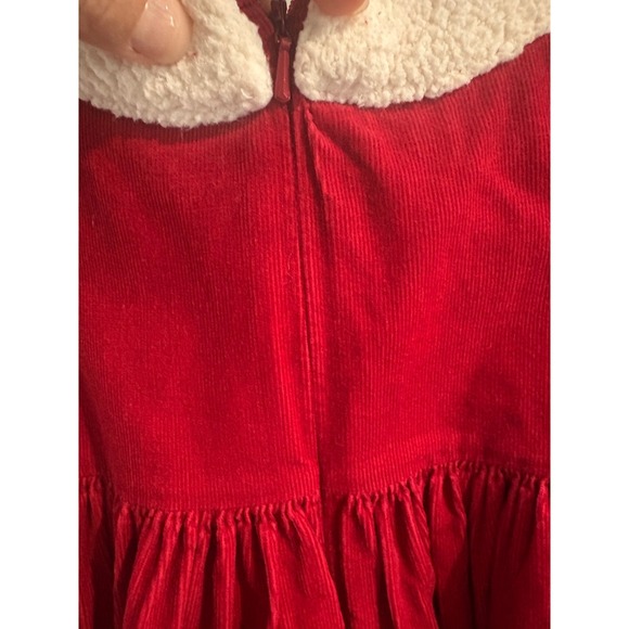Gymboree Red Corduroy Sherpa Trimmed Bow Dress Toddler Girls Size 2T Holiday - Picture 10 of 11